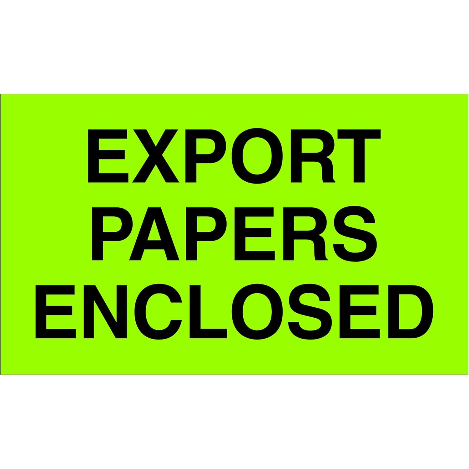 Partners Brand PDL2401 Tape Logic Labels, "Export Papers Enclosed", 3" x 5", Fluorescent Green (Pack of 500)