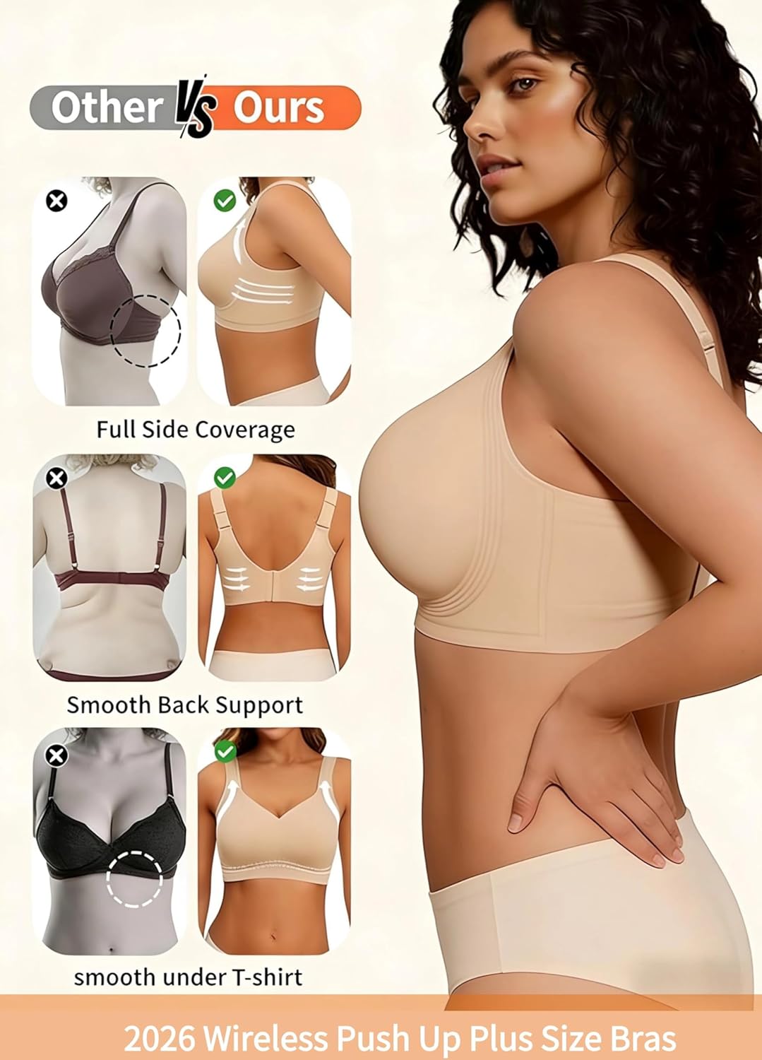 2026 Jelly Seamless Wireless Plus Size Bras No Underwire Supportive Full Coverage Comfortable Everyday Bra for Older Women - Image 3