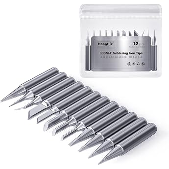 HANGLIFE 900M Soldering Tips Pack of 12 Soldering Iron Tips - Replacement Soldering Tips for Soldering Stations Welding Devices & Accessories Compatible with Hakko Yihua Atten & More