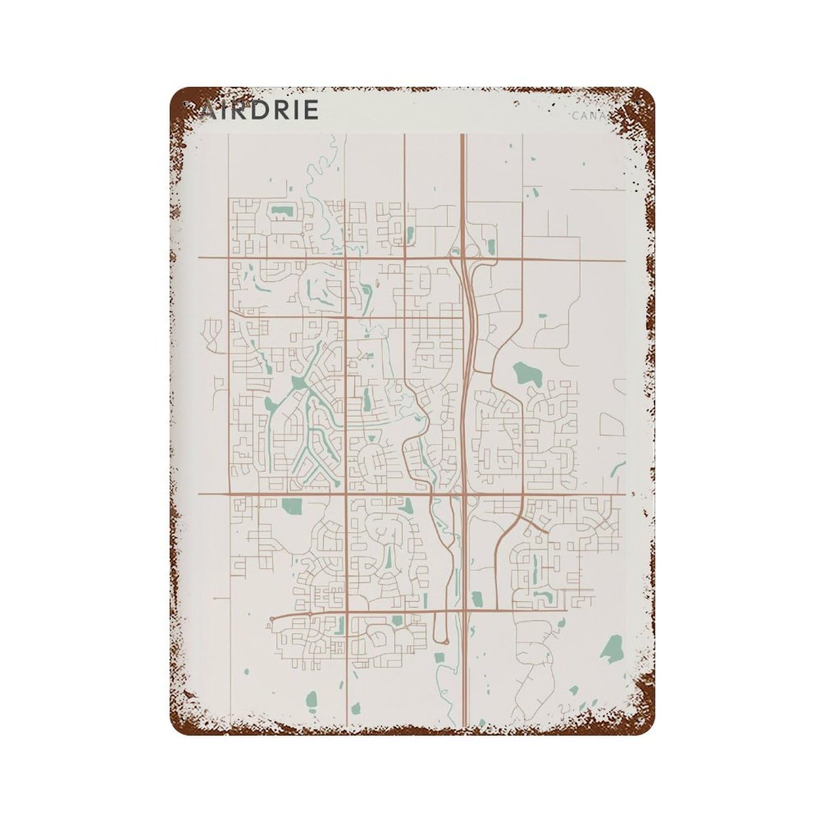 xiaoxiaoshen Airdrie Map Canada Alberta (2) Wall Decor Art Metal Tin Poster Modern Home Decor Art Home Bar Shop Decorations Vintage Sign 40x30cm
