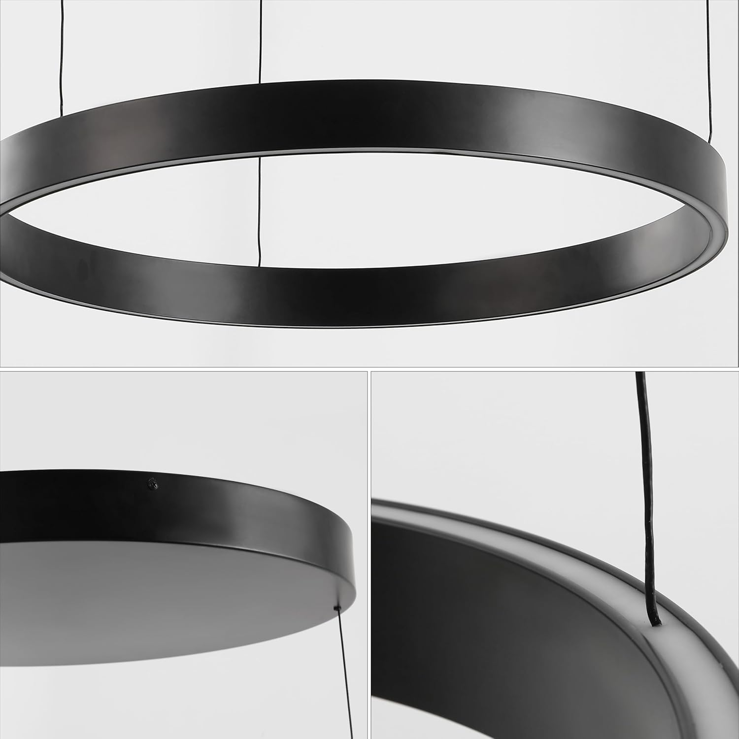 JONATHAN Y 24" Black Modern Minimalist Metal Adjustable Ring Integrated LED Pendant, Dimmable Hanging Light Fixture for Dining Room Kitchen Living Room, 3000K Warm JYL7151A
