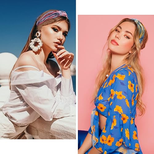 Vista 66 de VELSCRUN Diademas anudadas para mujer, 12 unidades, diadema ancha, estilo bohemio, turbante, banda elástica para el cabello, accesorios