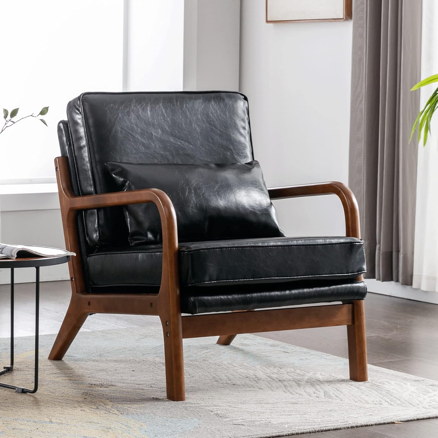 Mid Century Modern Accent Chair Living Room Comfy Solid