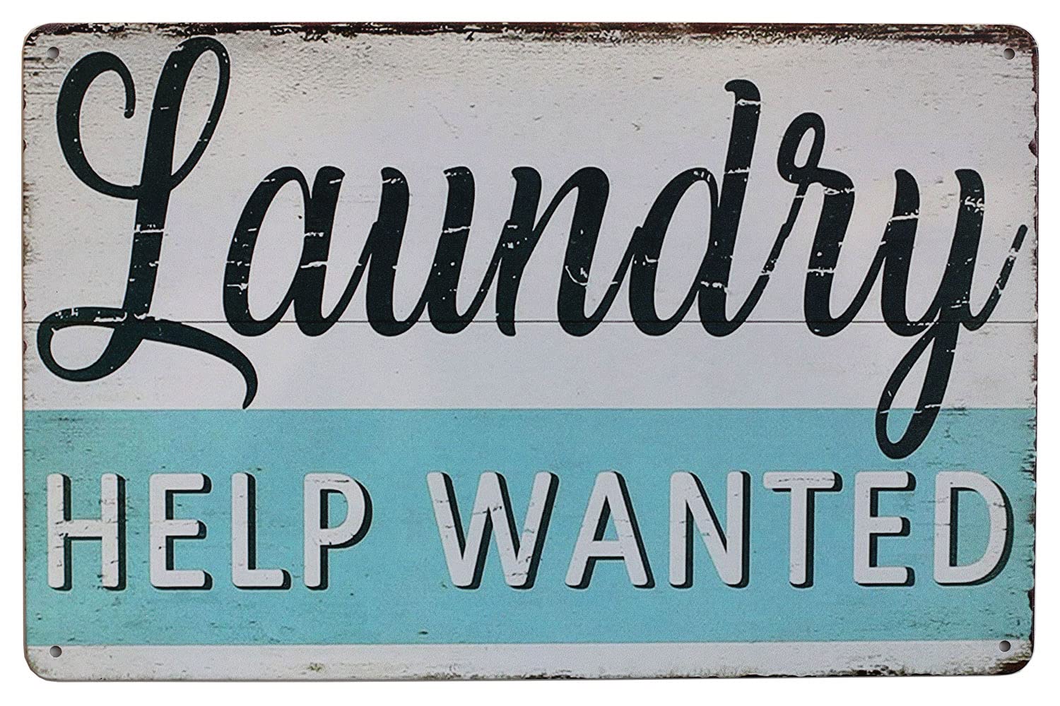 Hioni Laundry Help Wanted, Metal Tin Sign, Vintage Plaque Home Wall Decor