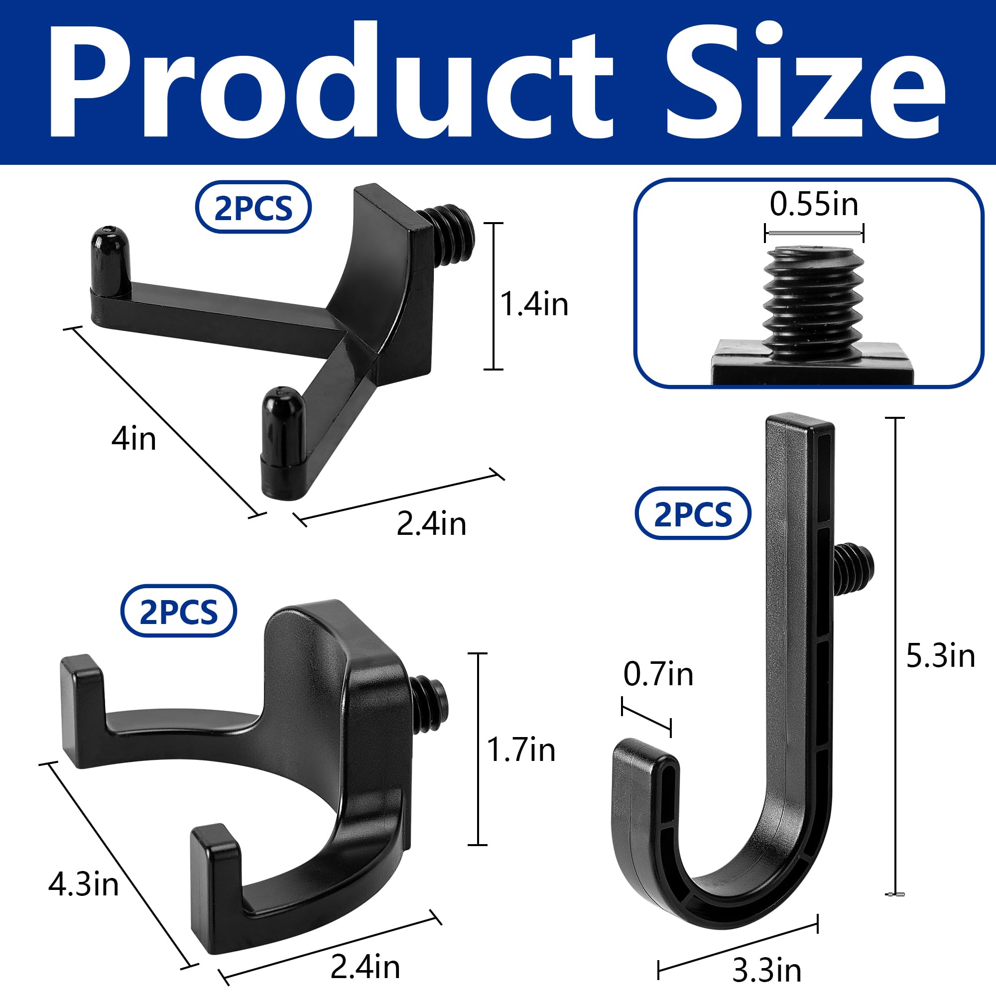 Nkiy Quen 6 Pcs ABS Storage Shed Tool Hooks,Shed Tool Hangers Include J-Shape,U-Shape and V-Shape,Storage Shed Shelves Accessories for Organizing Tool, Ladders, Bulk Items
