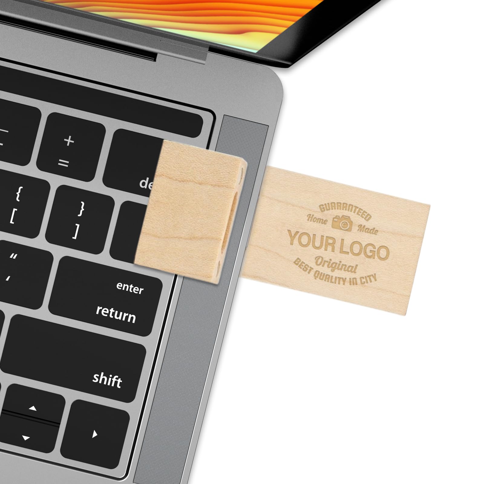 JBOS Individueller Holz USB-Stick 4 GB – 10er-Pack mit Holz-Geschenkbox – Personalisierter USB 2.0 Stick für Werbung, Events & Business – Ahorn oder Walnuss Holz