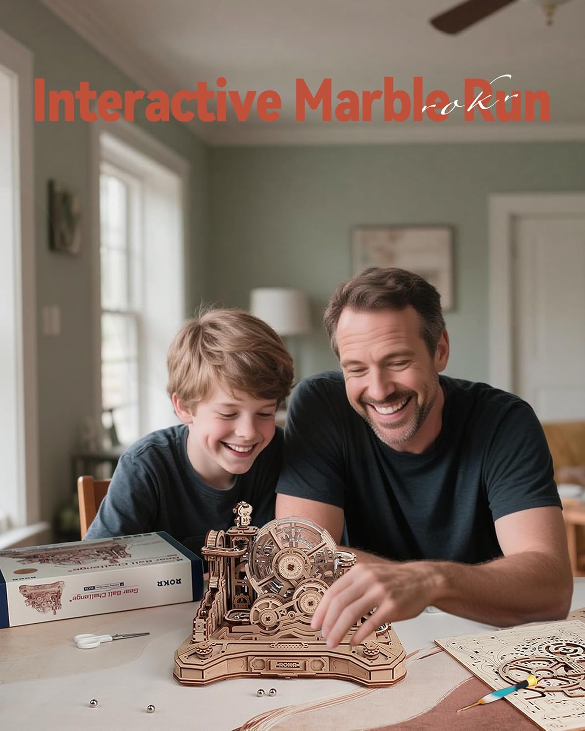 ROKR 3D Wooden Puzzle for Adults, Wooden Marble Run Set, Model Building Kits, Christmas Birthday Gifts for Teens and Adults, DIY Gear Ball Challenge - Image 4