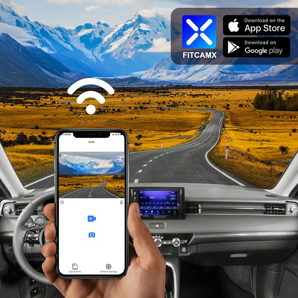Fitcamx Dashcam Compatible avec Honda HR-V & e:Ny1 2023-2027 European Version, Camera Embarquée Voiture 4K OEM, WiFi Vidéo UHD 2160P, G-Senseur, Enregistrement en Boucle, WDR, Plug & Play, Carte 64Go