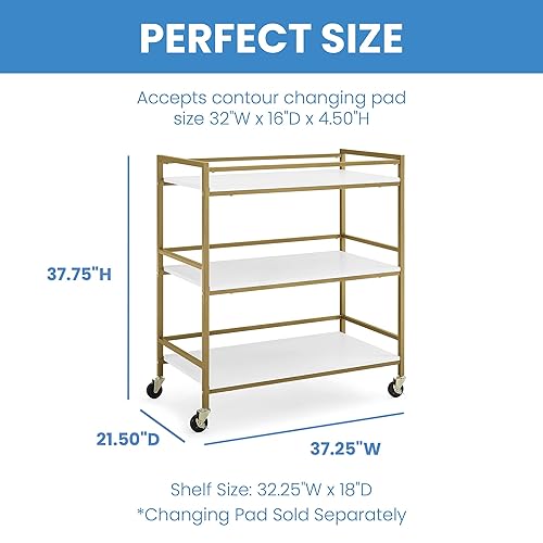 Miniatura 5 de Delta Children Cambiador de jadecarrito, melamina blancabronce