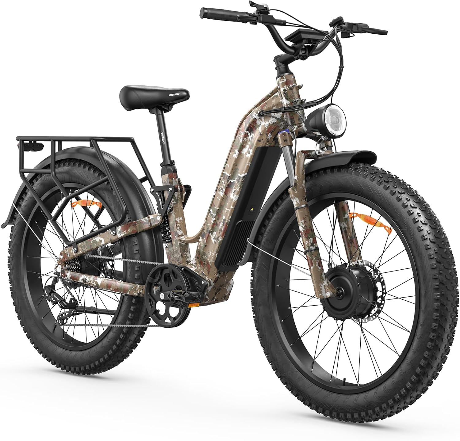 FREESKY Ranger AIR Dual Motor Electric Bike for Adults, 3500W 200NM Fast Ebike,105Miles Long Range E Bike,Full Suspension Electric Mountain Bike, 26'' Fat Tire Electric Bicycle for Man Womens Hunters