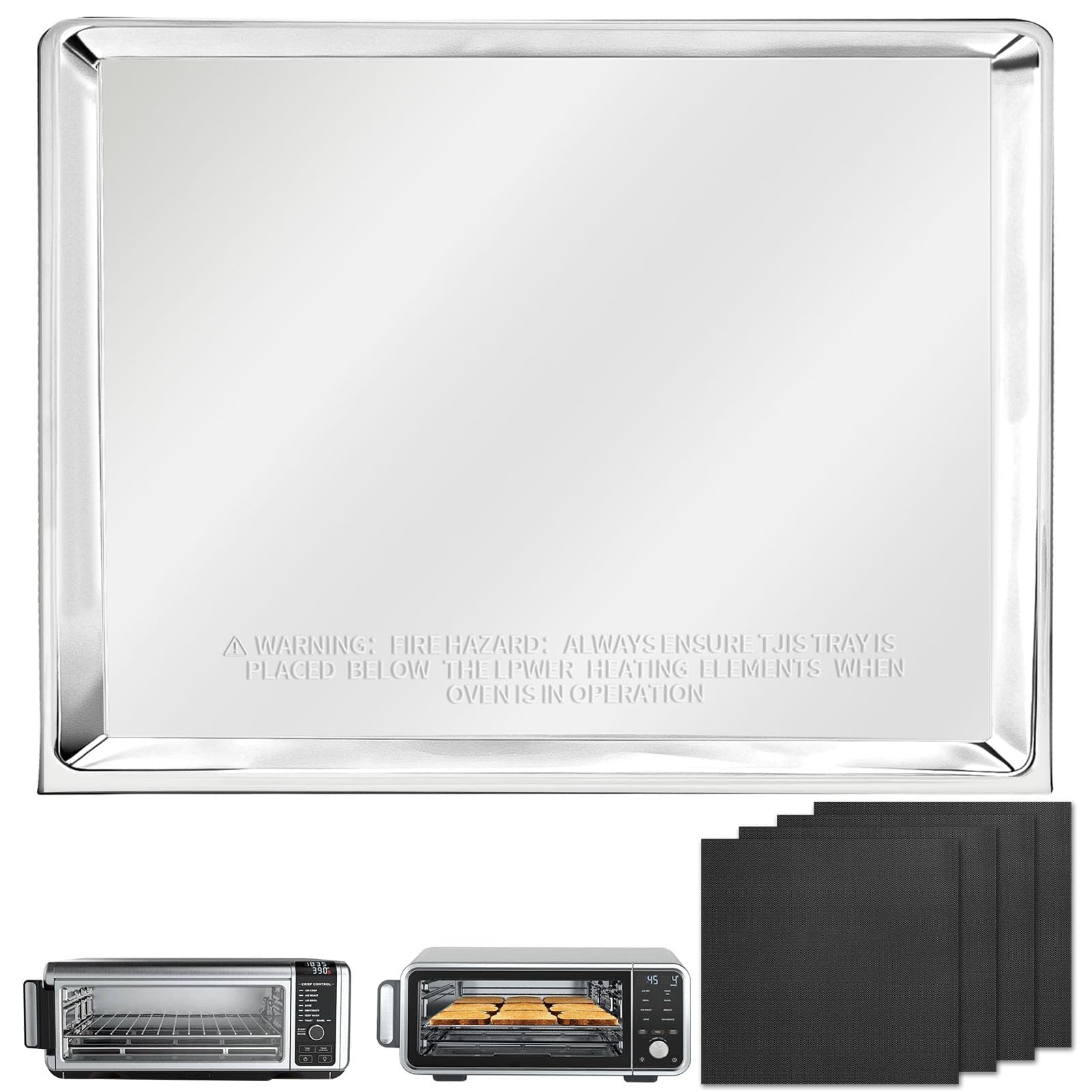 Photo 1 of GWYSY Crumb Tray for Ninja Foodi SP101 SP100 SP1001C SP201 Air Fryer,Replacement Tray Pan Parts with 4 PCS Fiberglass Non-stick Oven Liners for Ninja Flip Toaster Oven Digital Countertop Oven
