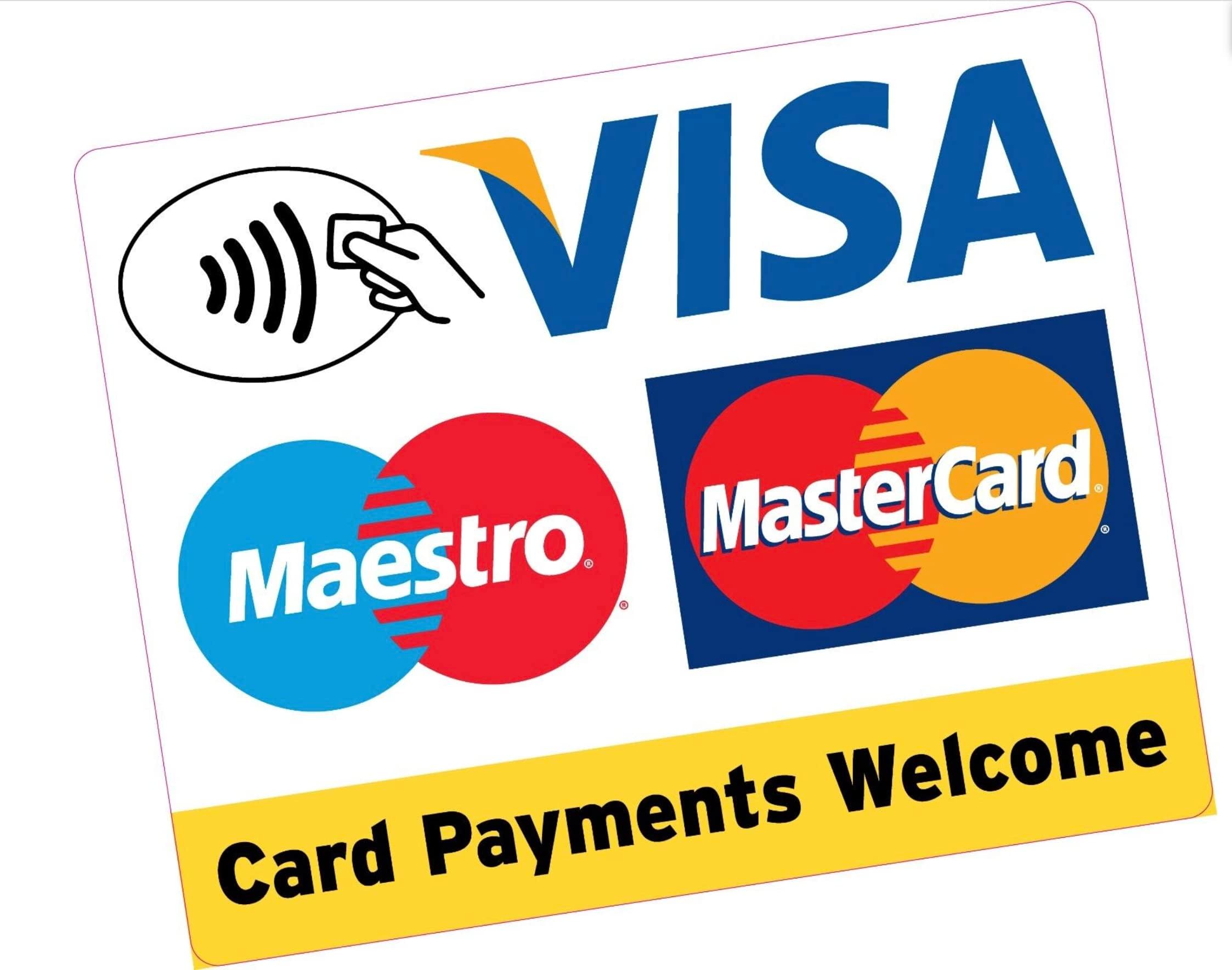 Card Contactless Payments Welcome Large Square 150x120mm Vinyl Sticker