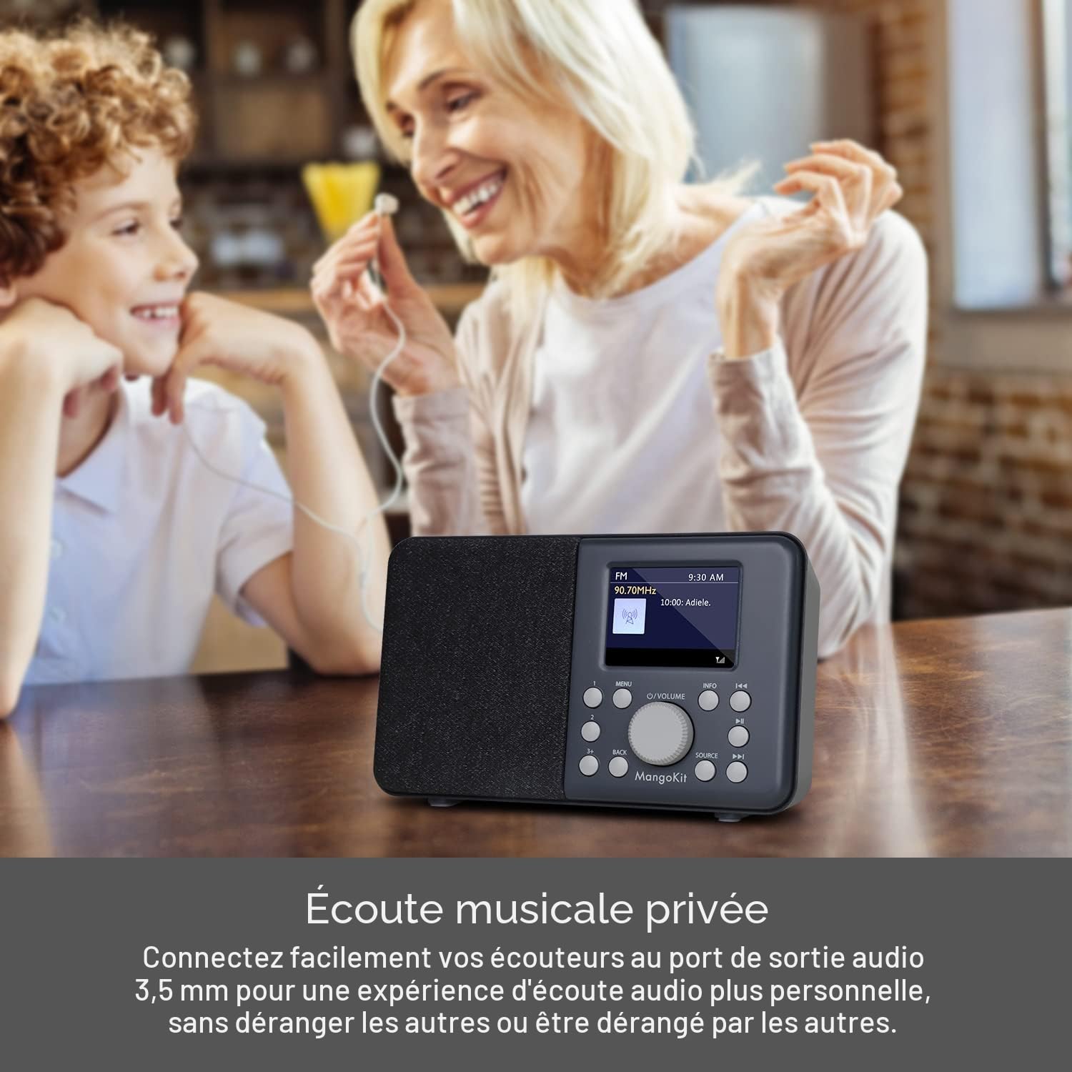 MD3 Radio Numérique Portable Dab/Dab+ et FM, Haut-Parleur Bluetooth, 40 Stations préréglées, alarmes et Horloge, Fonction Snooze, écran Couleur, Alimentation sur Piles ou sur Secteur-Charbon