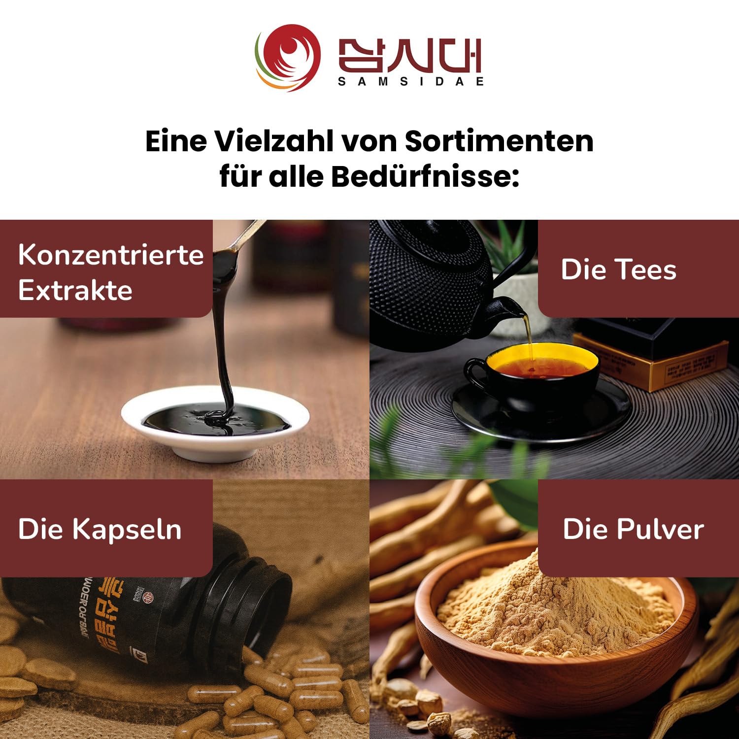 SAMSIDAE - Koreanischer Roter Ginseng Gold Extrakt, Höchste Ginsenosid-Konzentration 13 mg/g, 6 Jahre alte Wurzeln, Premium Qualität, 45-Tage-Kur, 50g