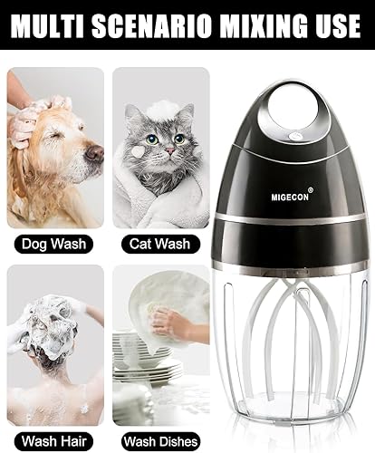 Miniatura 10 de MIGECON Batidora de pie, batidora de cocina, batidor eléctrico de huevos, mezclador de crema eléctrico, champú y batidor de espuma de lavado