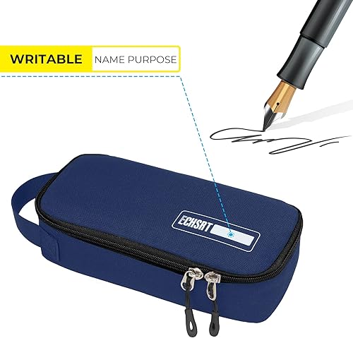 Miniatura 2 de Estuche grande para lápices, estuche duradero para bolígrafos con gran capacidad, bolsa de papelería portátil minimalista con asa para escuela,