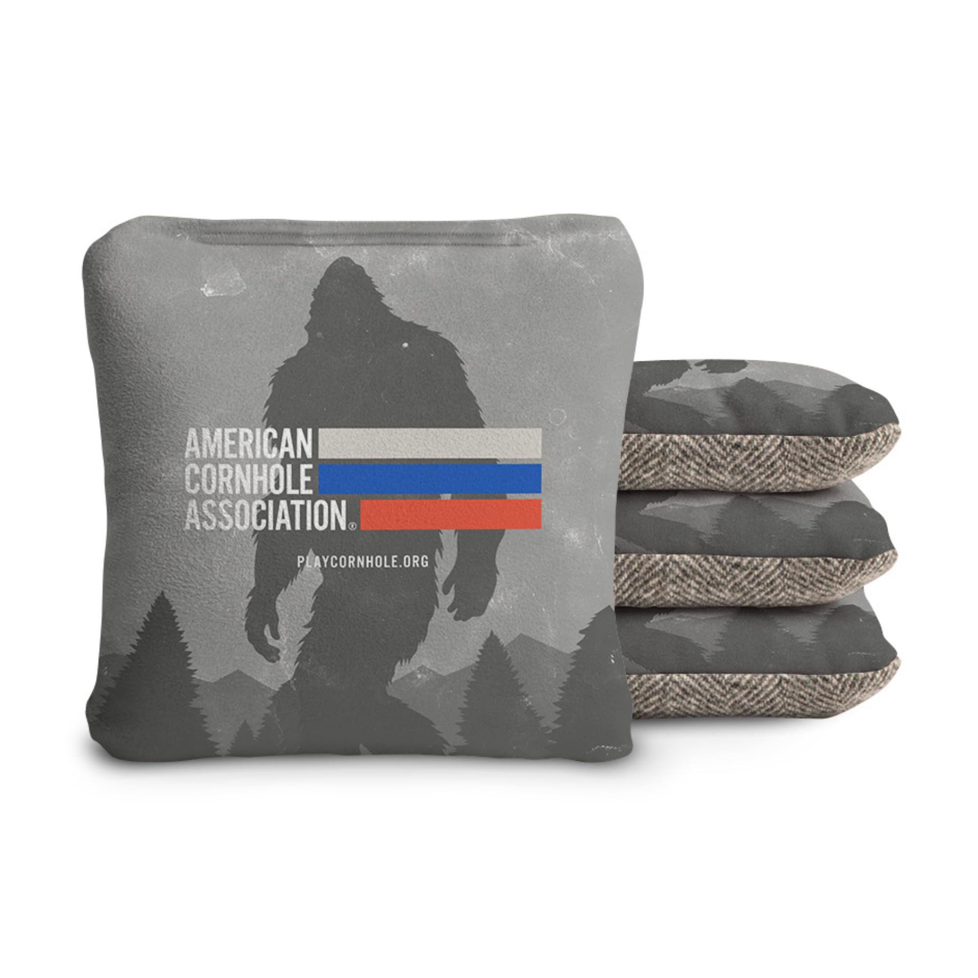 ACA Synergy Soft Professional Cornhole Bags Dual Sided Regulation 6x6 Set of 4 Retro Stripes Sasquatch Gray