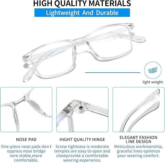 Nearsighted Glasses Blue Light Filter Short-sighted Eyeglasses Classic Distance Glasses for Women Men Clear -1.5x