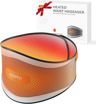 IKEEPFIT Portable Heating Pad for Back & Period Cramps, MAXwarm 2.0, Cordless Lower Back & Menstrual Heated Pad with Massager for Pain Relief, Wearable Heat Belt, Extra Large 70" Grey