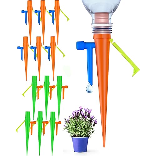 New Self Watering Spikes, Plant Watering Spikes with Slow Release Control Valve Switch, Automatic Watering System, Plant Watering Devices for Outdoor Plants & Garden, Travel & Busy People(12, Orange)