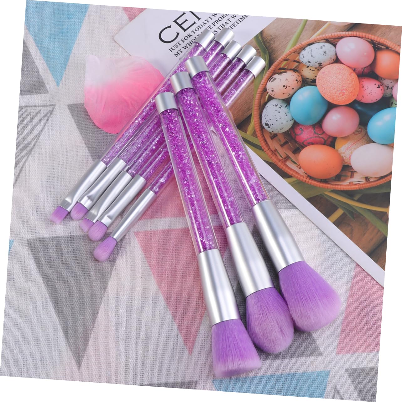 Housoutil 16piezas Brochas De Maquillaje Con Mango De Rhinestone Pinceles De Cosméticos Transparentes Para Mujeres Color
