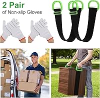 Vista 4 de Correas móviles de elevación ajustables, paquete de 2 correas móviles para muebles y 2 pares de guantes antideslizantes, correa de elevación