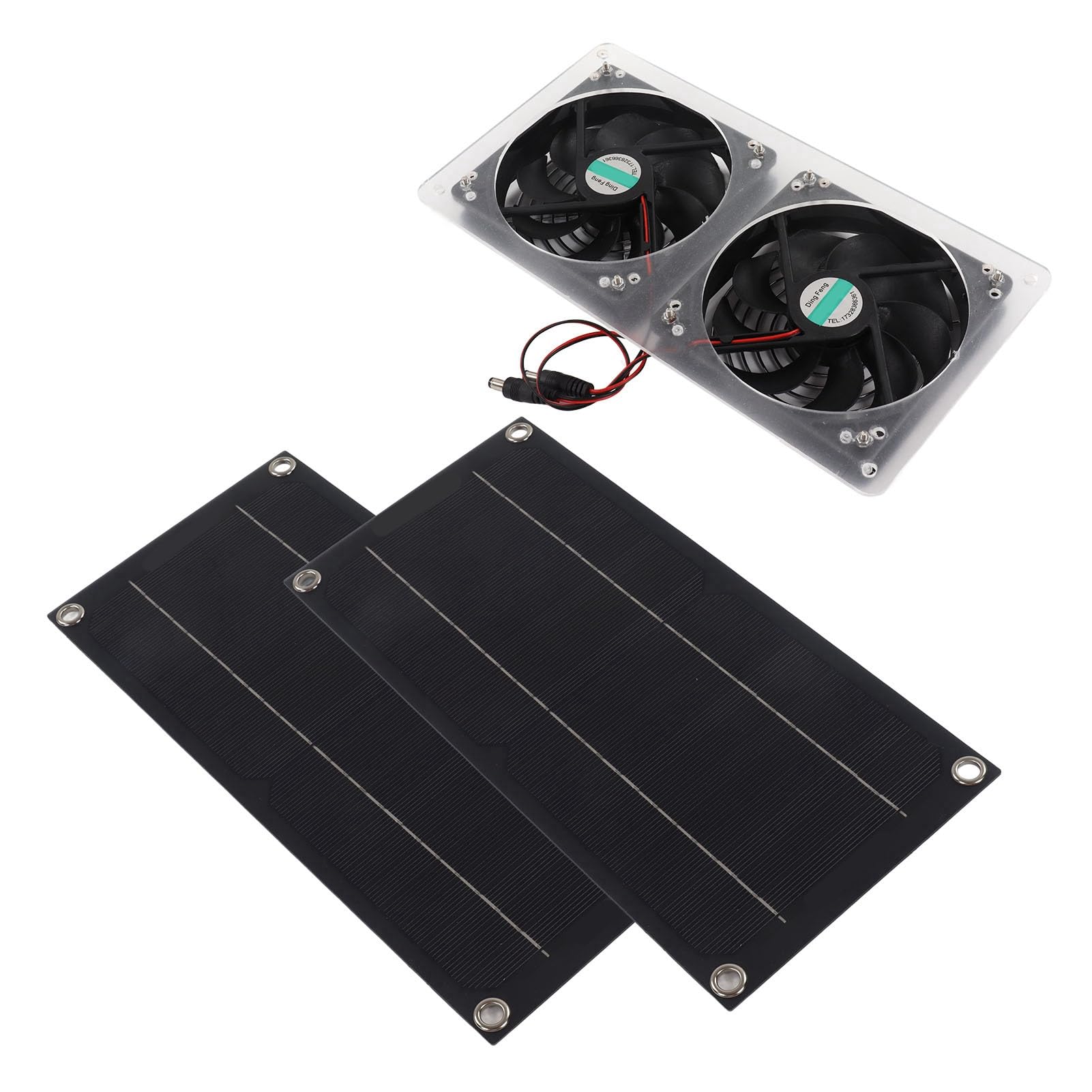 Kit di ventola a pannello solare, estrattore solare durevole, impermeabile, per serre, capannoni, 100 W, 12 V (doppio pannello)
