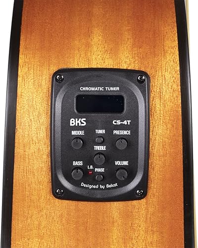 Miniatura 9 de Stretton - Guitarra acústica electroacústica Dreadnought Cutaway con una pastilla eléctrica Active EQ y afinador cromático integrado, incluye una