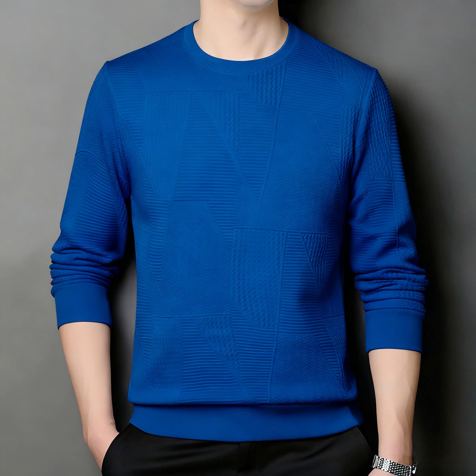 Sudaderas de cuello redondo para hombre, manga larga, estilo casual — view 3