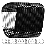 12PCS Carabiner Keychain Clip - 3 Aluminum Caribeener Key Clip,D Ring Shape Nonlocking Carabeaner Hook Buckle,Multi-Function Spring Snap Key Clips Tool for Home,Camping,Hiking,Traveling,Backpack