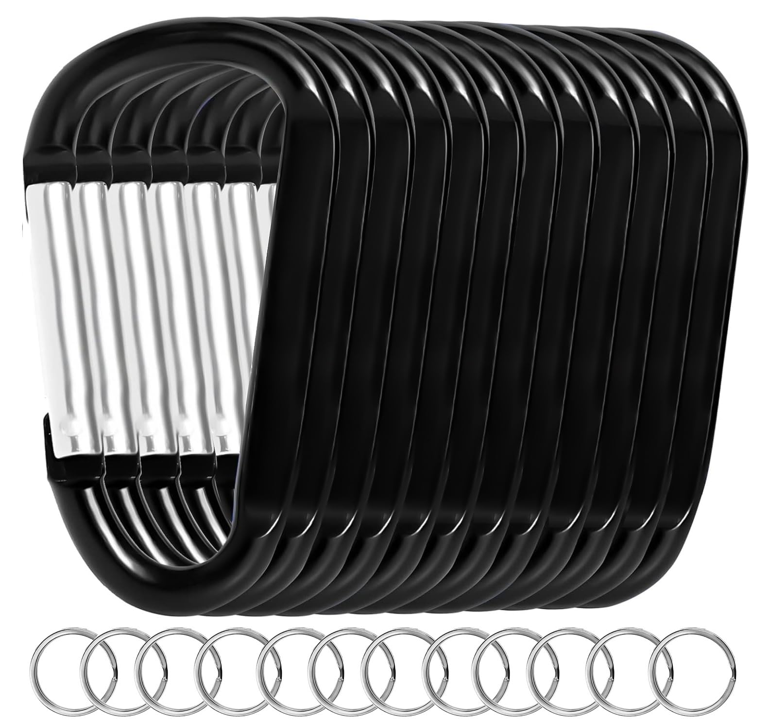 12PCS Carabiner Keychain Clip - 3" Aluminum Caribeener Key Clip,D Ring Shape Nonlocking Carabeaner Hook Buckle,Multi-Function Spring Snap Key Clips Tool for Home,Camping,Hiking,Traveling,Backpack