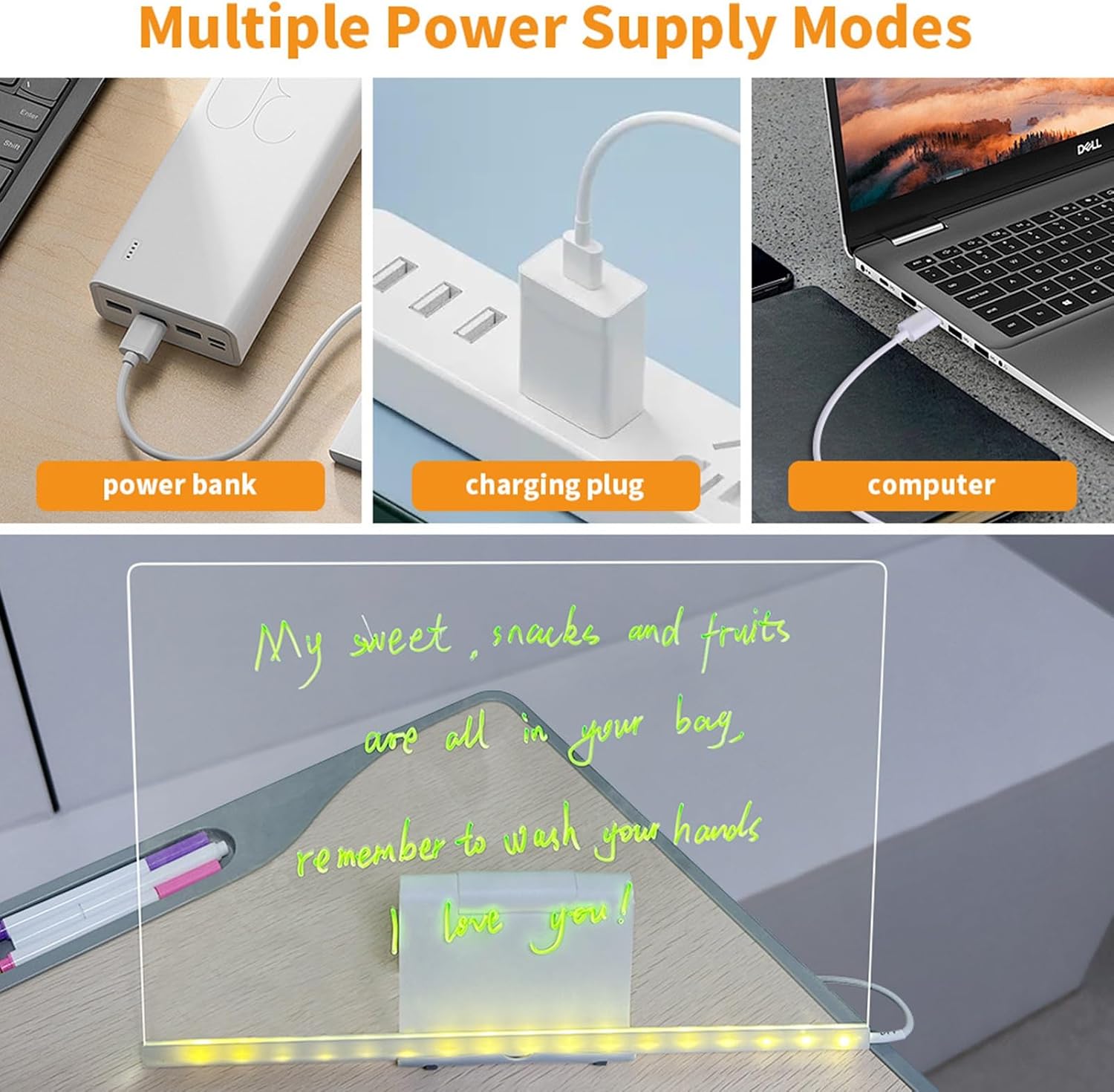 Premium Acrylic Glow Board with Multi-Angle Stand，Office/Home Decorative Light-Up Memo Board，Dual-Purpose Art Tool and Reading Lamp(20X20CM)