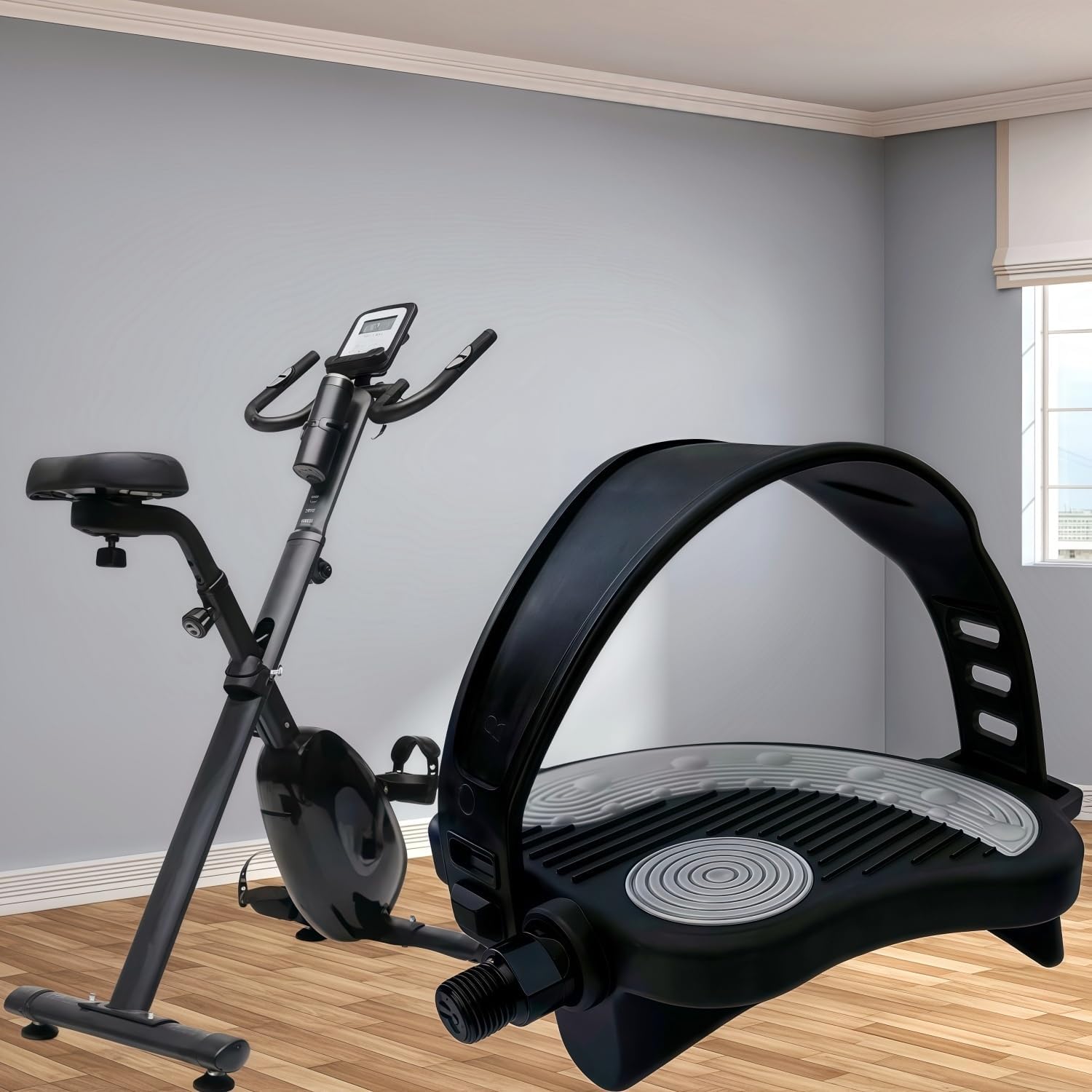 YBEKI Pro-Grade Exercise Bike Pedals with Adjustable Straps - 9/16" & 1/2" Spindle for Indoor Peloton/Schwinn/Spin Bikes | Heavy-Duty PP Plastic & PVC Straps + 500lb Capacity