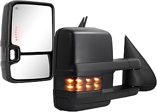 Sanooer Towing Mirrors for 2003-2007 Chevy Silverado Suburban Avalanche Tahoe GMC Sierra Yukon Cadillac Escalade with Power Glass Turn Signal Light Backup Lamp Heated Extendable Pair Set
