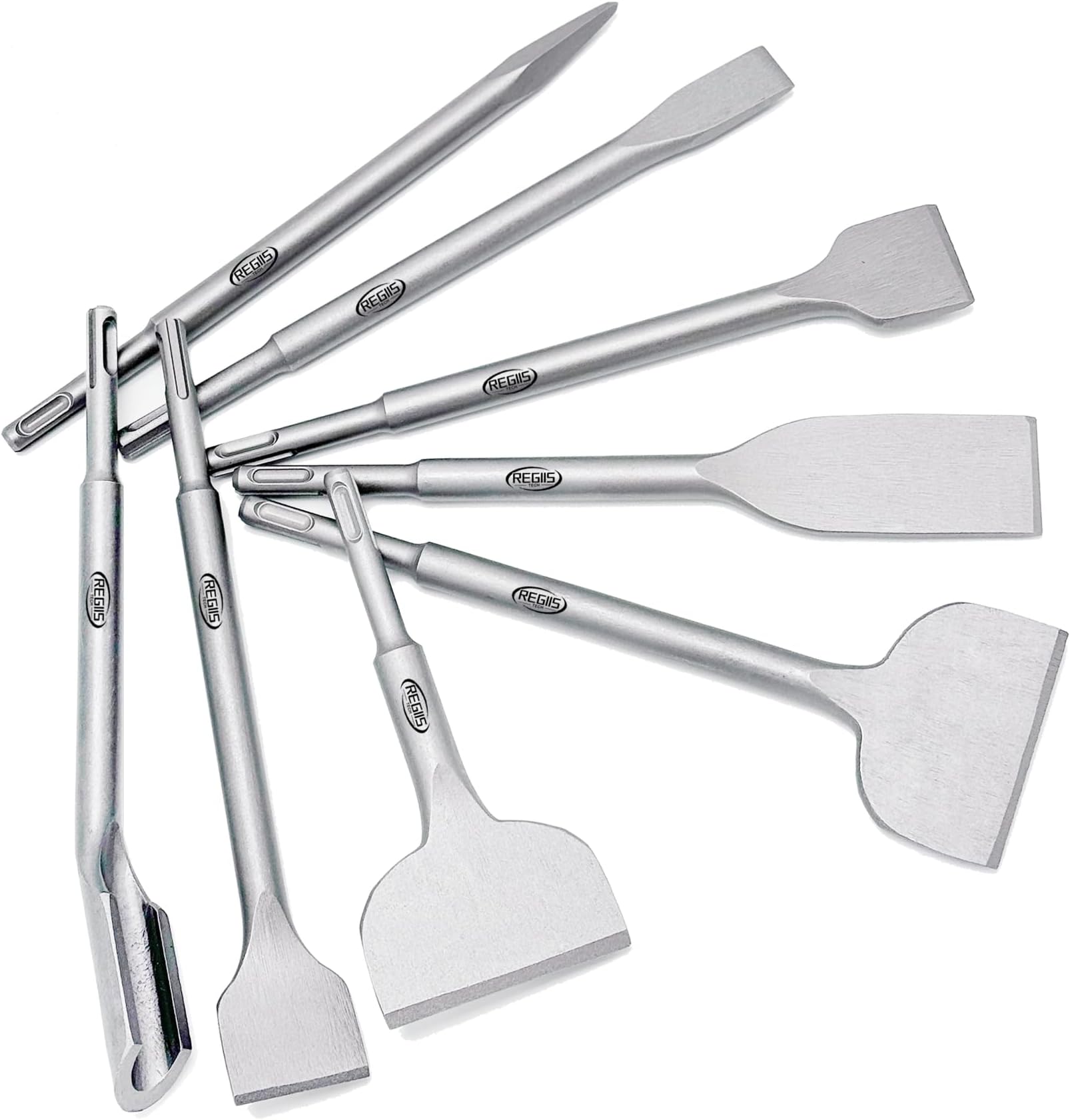 8 pcs SDS Plus Chisel Set, Masonry Concrete Drill Bit Set, Tile Removal Chisel Bits for Rotary Hammer with Point Flat Wide Tile Inclined Grooving Scraping Scaling Chisels