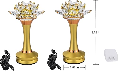 Miniatura 5 de Lámpara budista de loto esmaltada con llama simulada LED, oferta de luz ante Buda, equipada con base de aleación - 2.95 pulgadas