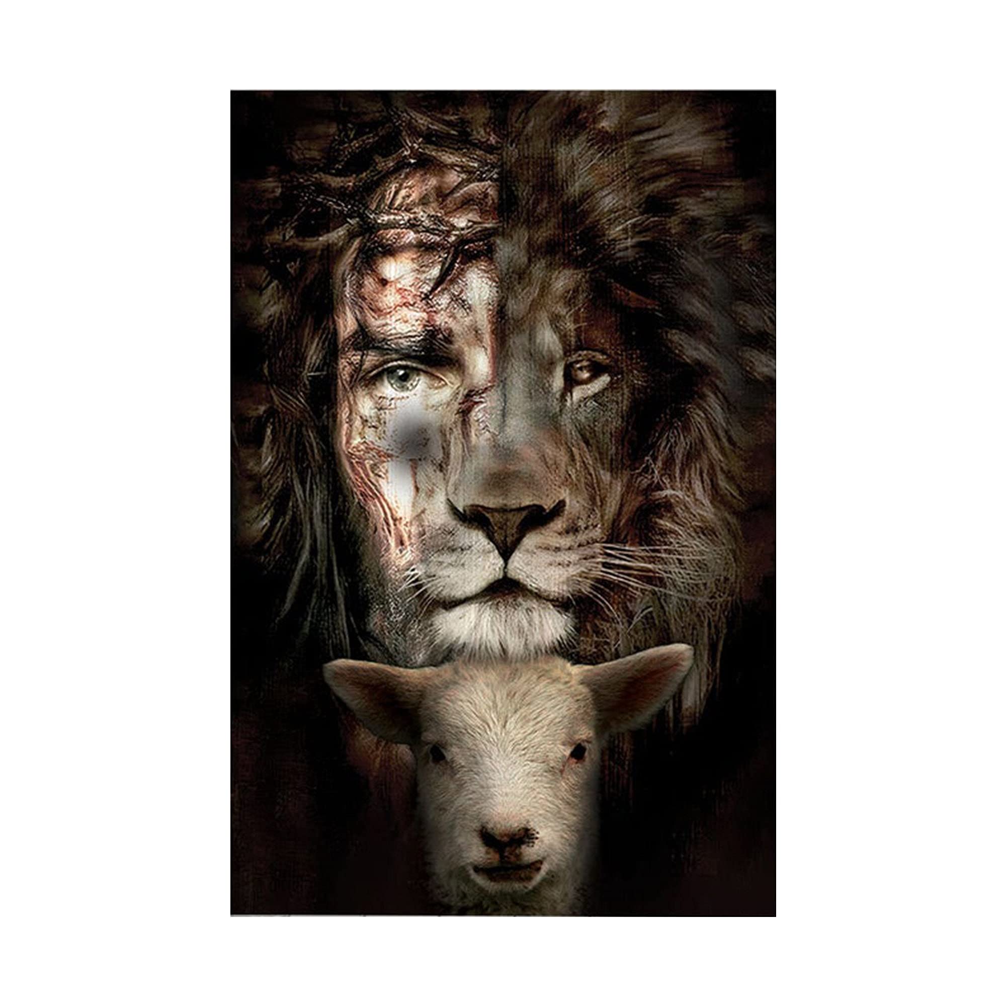 Tnnd Jesus And Lion And Lamb The Perfect Combination Lion Of Judah Lion Christian God Art Proud Christian Metal Sign Art Tin Metal Poster Gift 8X12 Inch