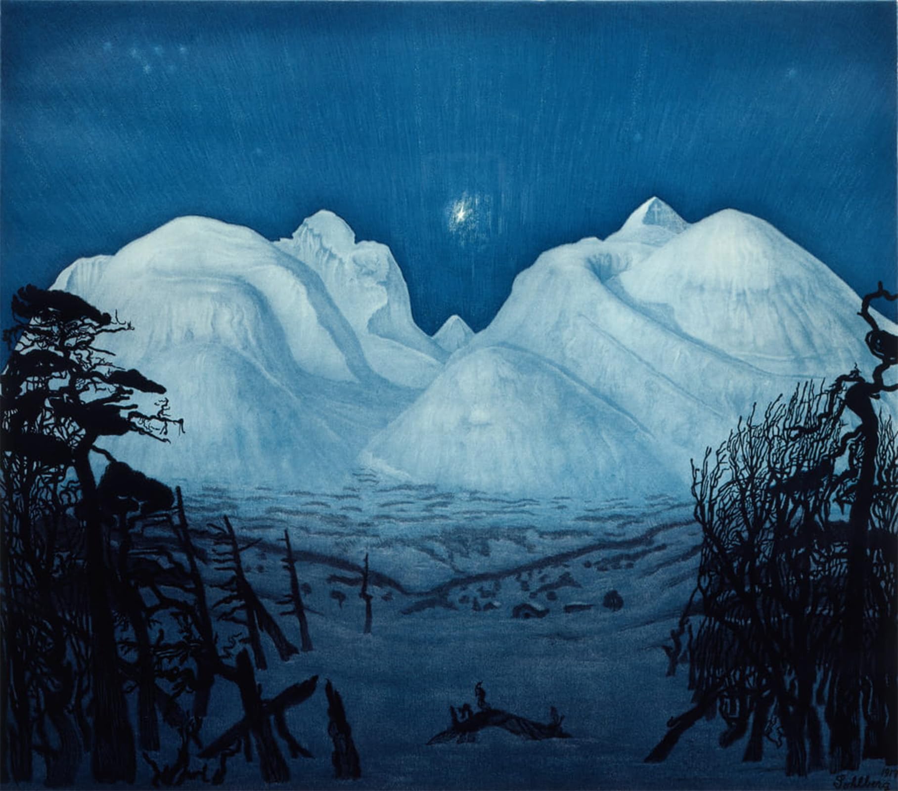 ARTXLXXBN Famous Painting Art Wall Decor Abstract Art Picture Winter Night in Rondane by Harald Oscar Sohlberg Animal Pictures for Home Decor 60x90cm