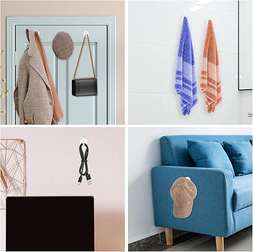 Miniatura 7 de 30 ganchos de pared adhesivos transparentes para colgar, ganchos extraíbles resistentes, ganchos adhesivos de plástico pequeños acrílicos, ganchos