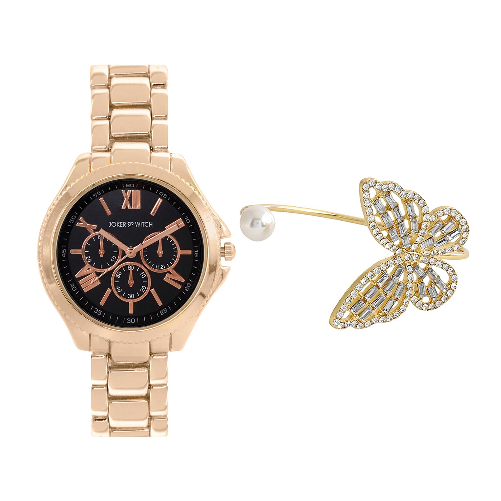 Joker & Witch Stainless Steel Women Miami Analog Watch Bracelet Stack Combo, Dial Color-Black, Band Color-Rose Gold (B0C7L9LXY2) Amazon Price History, Amazon Price Tracker