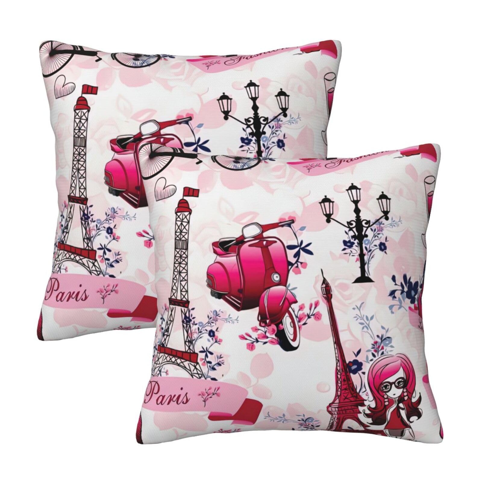 Kfjghhl Paris Eiffel Tower France Throw Pillow Covers Decorative Farmhouse Couch Pillow Case 4 Sizes Square Cushion Pillcase