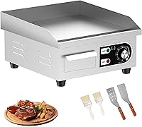 Vista 1 de 14’’ Commercial Electric Griddle - Electric Cast Iron Griddle w/Stainless Steel Material and Non-Stick, 110V Commercial Griddle w/ 1/2" Thick Iron