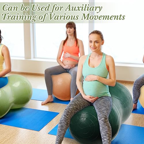 Miniatura 5 de Libima Pelota de cacahuete inflable de 34 x 16 pulgadas para embarazo, yoga, ejercicio, pelota de rebote, equilibrio deportivo, estabilidad,