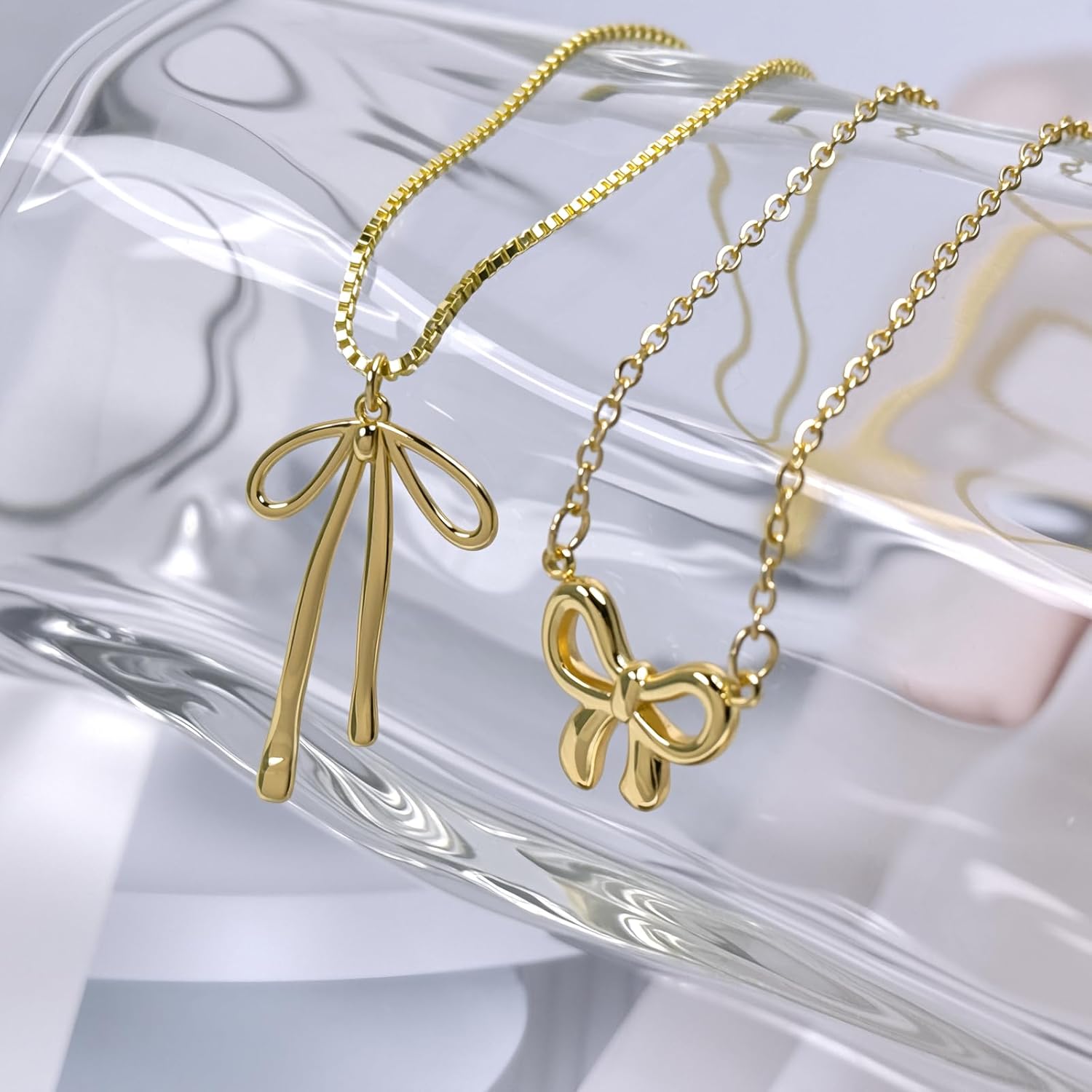 Gold Bow Necklaces for Women Trendy Cute Bow Pendant Choker Chain Necklace Dainty Bow Jewelry Christmas Gifts - Image 6
