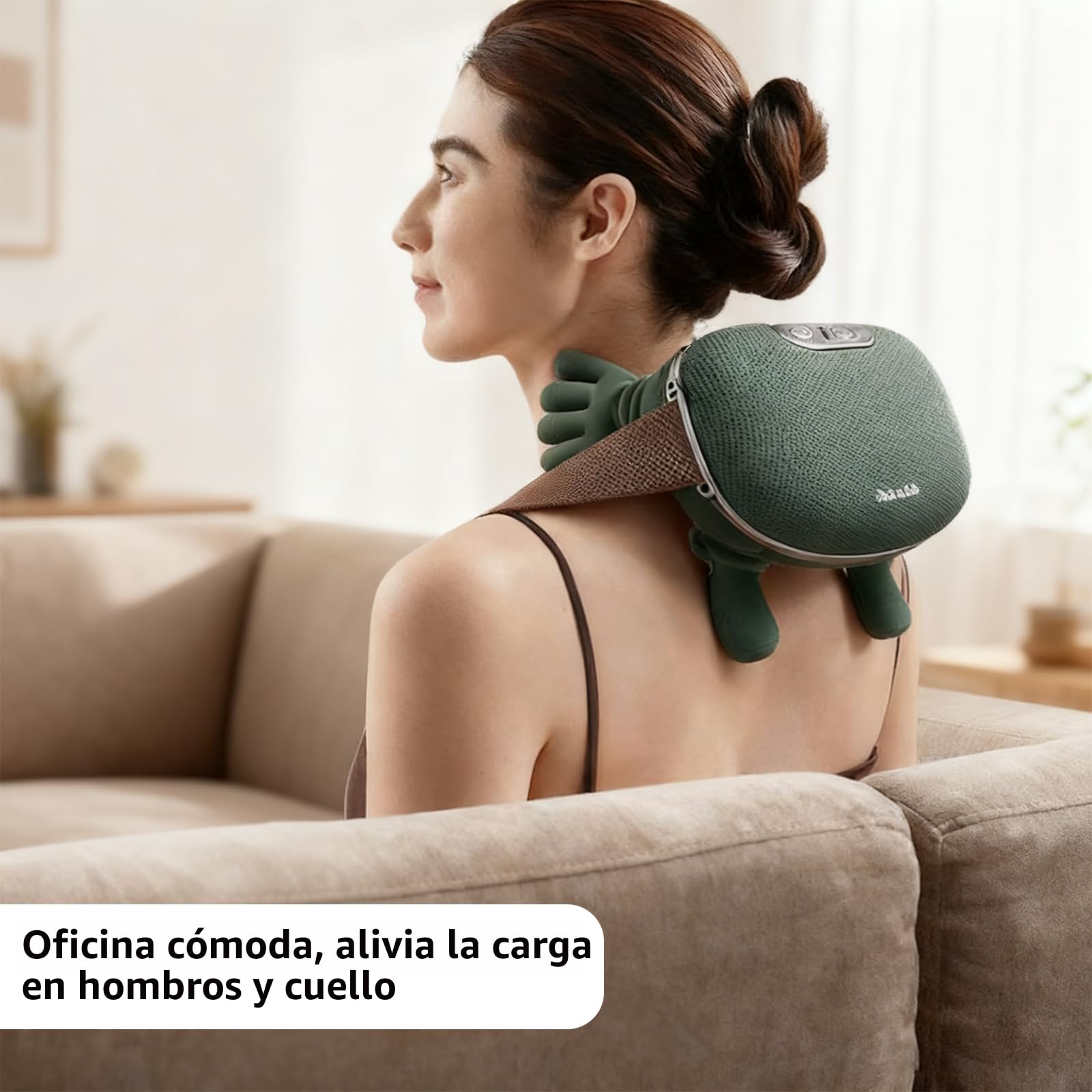Masajeador de espalda para hombro y cuello, masajeador de cuello Shiatsu 4D con calor, 3 velocidades y 2 niveles de calor, masajeador de hombro inalámbrico portátil eléctrico para alivio del dolor