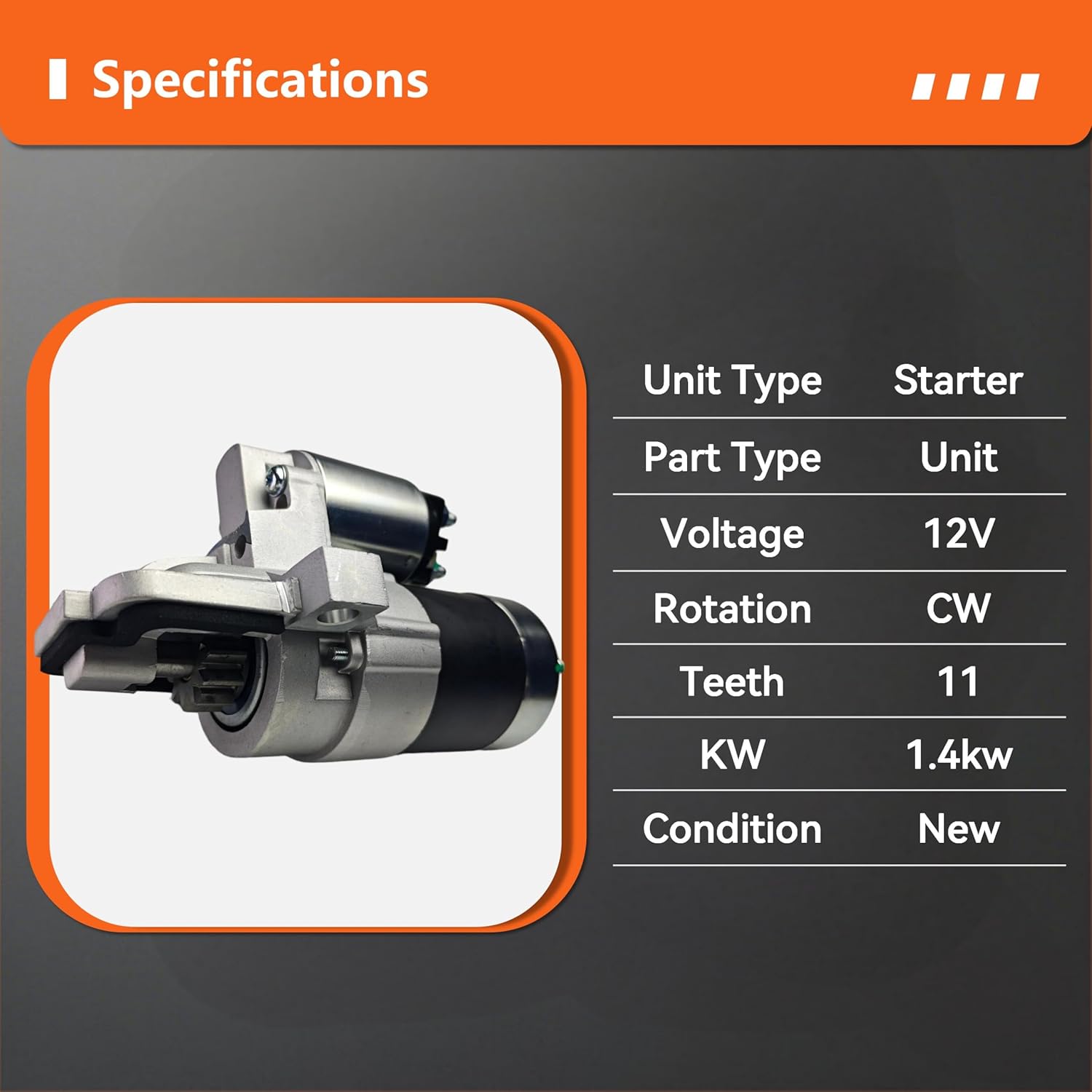 Starter Motor Compatible with Ford-Explorer,Escape,Fusion,Focus,Edge,Taurus &for Lincoln MKZ,MKC,MKT-2.0L 2.3L-Replace#M000T89182,BB5T-11000-BA,BB5Z-11002-B,BB5Z-11002-C,19227N,19227