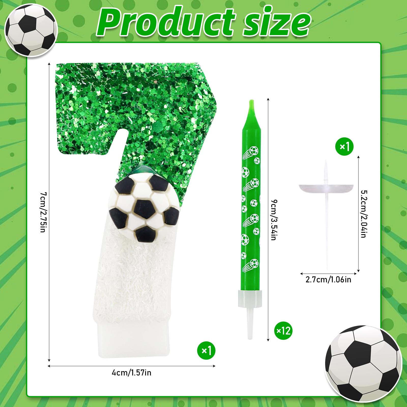 Football Bougie, Bougie Numéro Anniversaire Décoration Gâteau Football Gâteaux à Thème Sportif pour Garçons Filles Fournitures Décoration Fête D' Anniversaire (Numéro 7