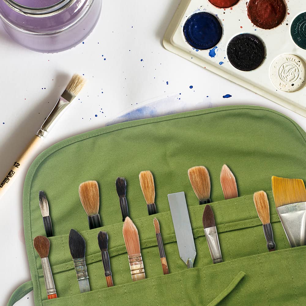 Yongdeli Soporte para pinceles de pintura, 22 bolsillos, organizador de pinceles de pintura para acrílico, aceite, acuarela, gouache, artista, bolsa de lona, bolsa de pinceles de pintura