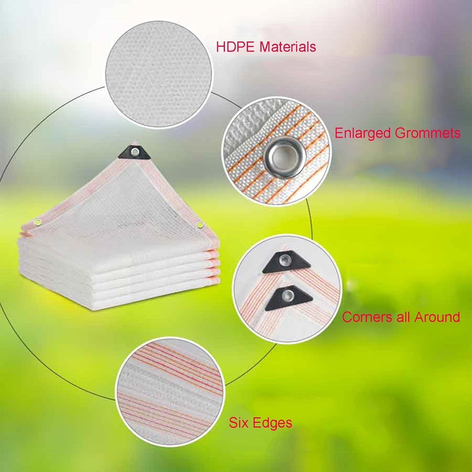 White 55% Plant Shade Cloth Knitted Mesh Tarp Sunblock Netting UV Resistant Light Weight Breathable for Patio Garden Pergola Carport Courtyard Greenhouse Vegetable Balcony Succulent Flowers Terrace(6.