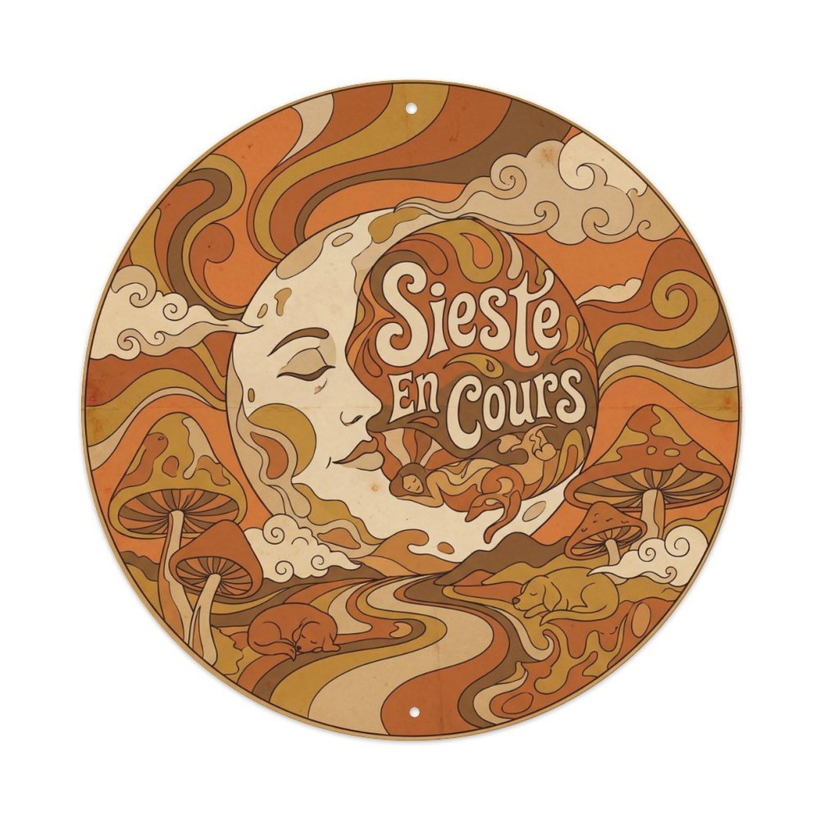 Sieste En Cours Nap Bedroom Door Sign 1970s Travel Metal Tin Sign